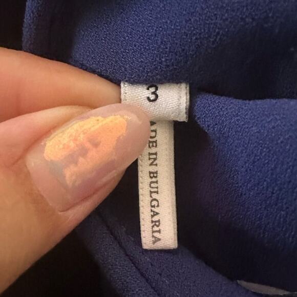 Sandro Paris Yoko Fluted Crepe Mini Dress Blue Women 3 Large - Picture 5 of 10